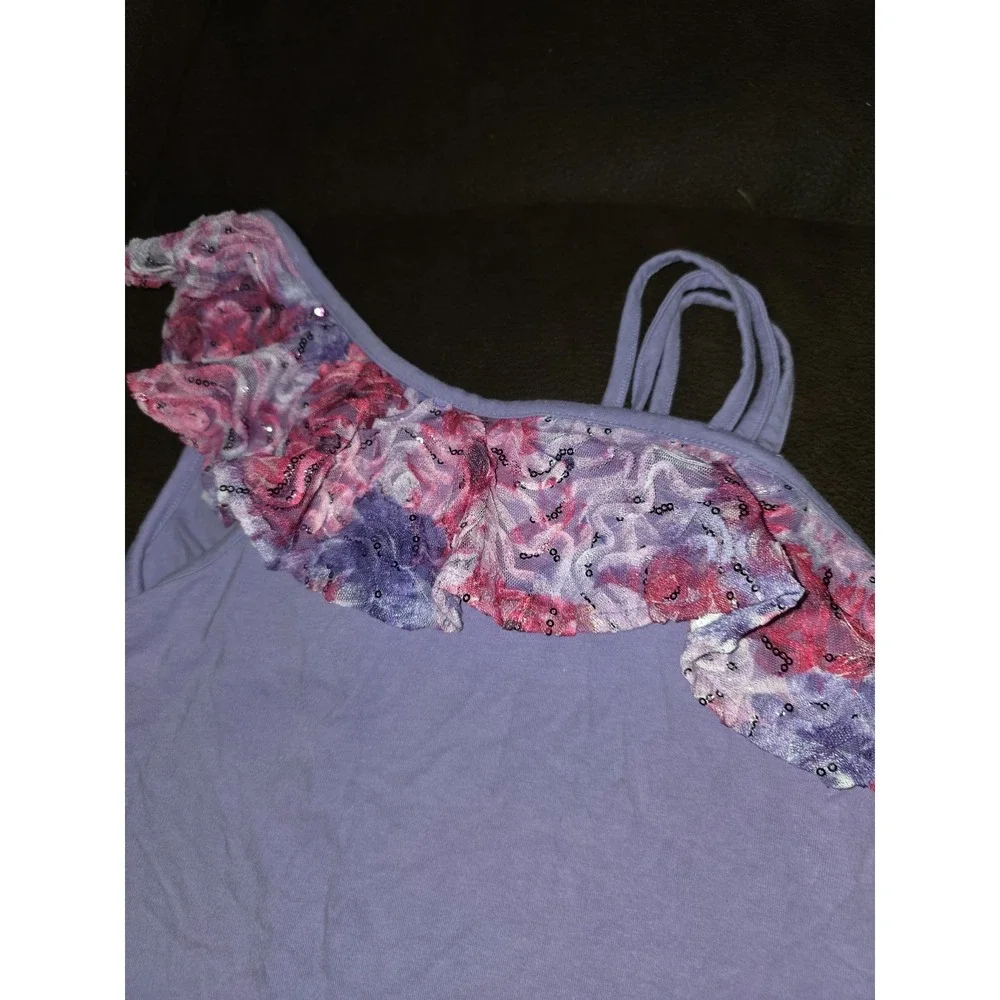 Justice purple floral outfit tank and skort size 12